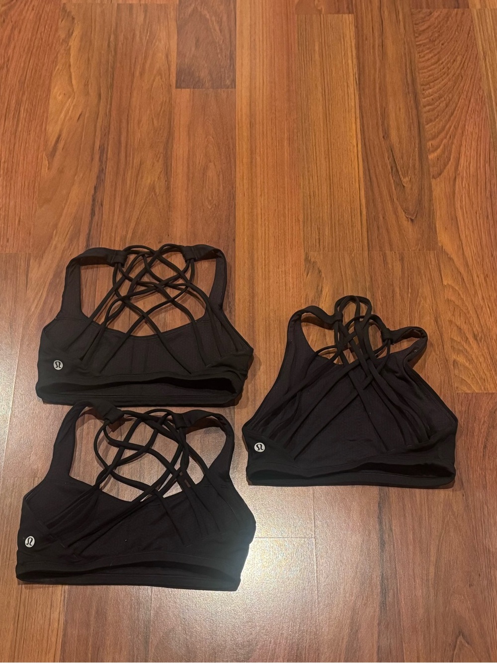 Lululemon Free to Be Size 2 Black Strappy Sports Bras Set Of 3 ALO Free People